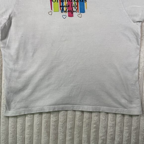 VTG Mccc Sportswear “ Grandkids Make Life Colorful “ Tshirt White Women’s Sz L - Picture 2 of 9